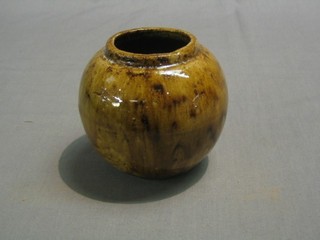 A Sung Oriental brown glazed ginger jar (no cover) 5"