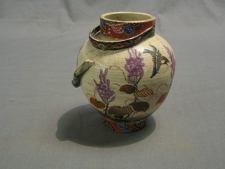 A 19th Century Japanese Satsuma porcelain vase decorated birds amidst flowers 5" (f)
