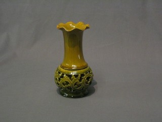 A Linthorpe vase with pierced decoration 7" 