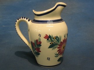 A faience Quimper jug  with floral decoration, the base marked HB Quimper CGF.295DF 6"