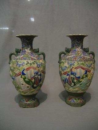 A pair of 19th Century Oriental vases 11"