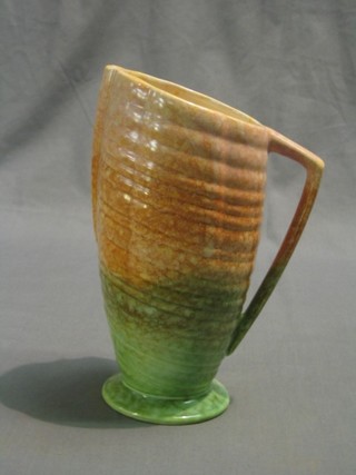 An Art Deco Sylvac brown and green glazed jug, the base impressed 1418 8"