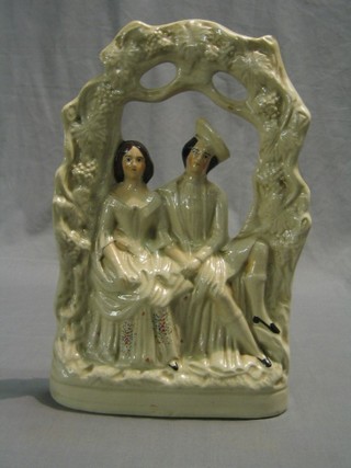 A Staffordshire style arbour figure group of 2 seated lovers 14" 