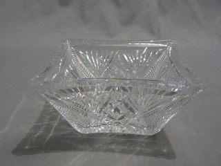 A square waisted Art Glass bowl 8 1/2" (slight chip to rim)