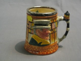 A Sandiman jug decorated Sam Weller with silver plated rim (handle f) 5"