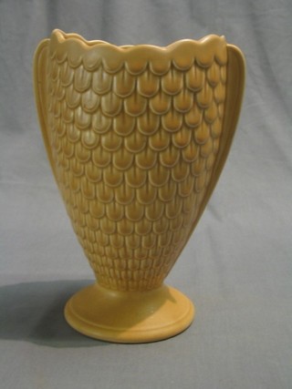 A Sylvac brown glazed feather effect twin handled vase, base marked 2712 10"