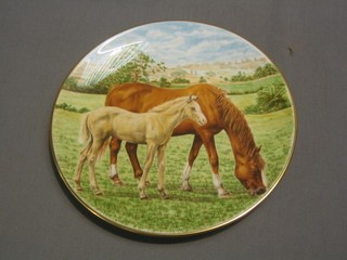 A Royal Worcester 1979 Christmas plate and 2 Crown Staffordshire plates decorated horses
