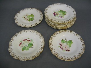 10 19th Century porcelain plates with floral decoration  and gilt banding