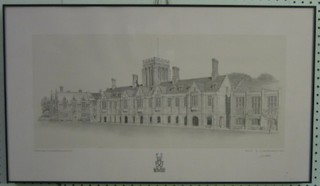 After John Westen, limited edition monochrome print "Eastbourne College" signed in the margin 10" x 22"