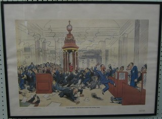 A coloured print after H M Bateman "The Underwriter Who Missed the Total Loss" 13" x 20"