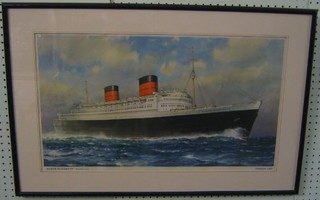 After Turner, coloured print "The RMS Queen Elizabeth"