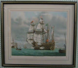 Mark R Myers, limited edition coloured print "The Mary Rose off Southsea Castle" 16" x 20"