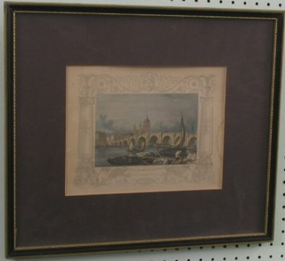 A 19th Century coloured print "Blackfriars Bridge" 4" x 6" 