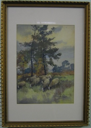 C F  V Ede, watercolour "Sheep in Fontainbleau Forest" signed and dated '95 15" x 11"