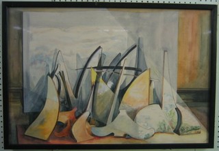 Tay, Modern Art watercolour still life study "Shapes" 19" x 28"