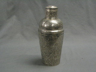 An Eastern engraved silver cocktail shaker 18 ozs