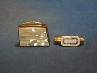 A 1950's lady's gilt metal musical compact by Mascot together with a lipstick case by Fortuna