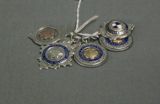 6 silver football watch chain medallions