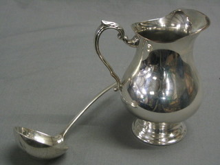 A silver plated lemonade jug of baluster form 5" and an Old English pattern silver plated sauce ladle