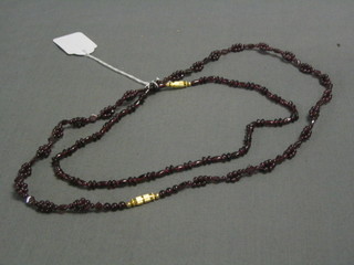 2 modern garnet bead necklaces