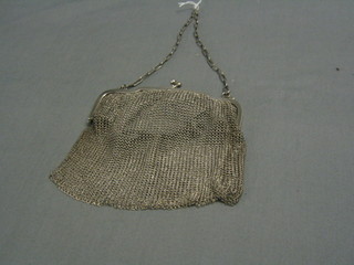 A lady's 1920's Continental silver chain mail evening bag