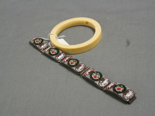 An ivory bangle and a micro mosaic bracelet