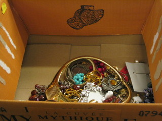 A lady's silver bracelet and a collection of costume jewellery