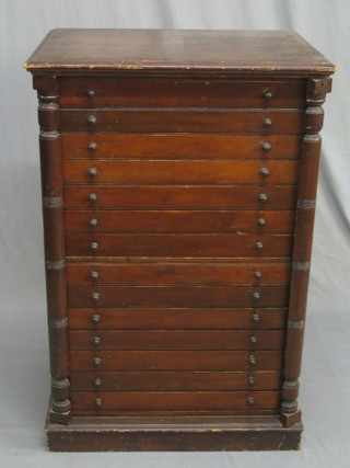 A Victorian mahogany Wellington chest of 7 drawers (badly polished and with replacement handles) 22"