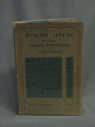 Ezra Pound, "Poems 1918-1921", first edition 1921, published by Boni & Liverwright New York, complete with dust cover (light damage to dust cover)