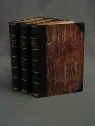 Henry James, volumes one to three, "Portrait of a Lady", first edition London 1881, published by MacMillan & Co. half calf bound