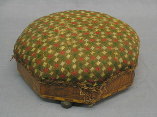 A Victorian octagonal walnut stool 12"