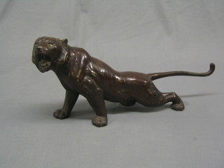 A 19th Century Oriental bronzed  figure of a walking tiger 20"