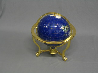 A 20th Century gilt metal and hardstone globe