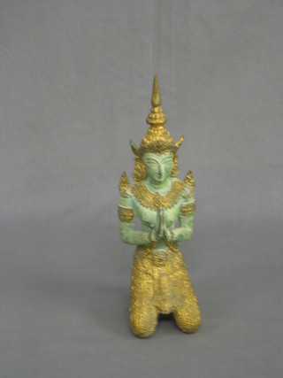 An Thai bronze figure of a seated Deity 9"