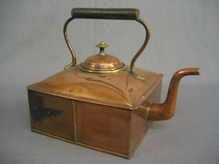 A 19th Century rectangular copper tea kettle 10"
