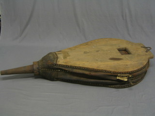 A large pair of 19th Century elm and iron Blacksmith's bellows