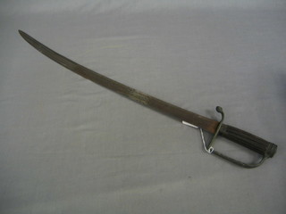 A 19th Century Continental hunting sword with horn grip and 23" blade