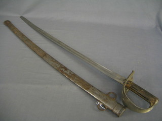 An Edwardian Cavalry Trooper's sabre 33" complete with mole patterned scabbard    