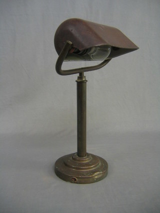 An Art Deco brown Bakelite and copper desk lamp (f)