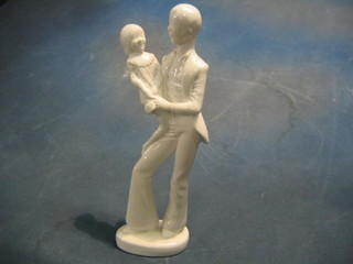 A Spode blanc de chine figure, Father and Child by Pauline Shone, 12"