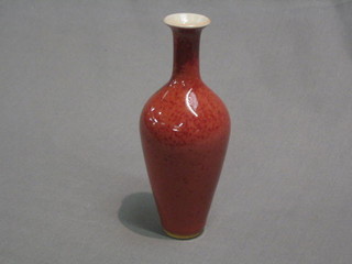 An Ox Blood club shaped vase 6 1/2"
