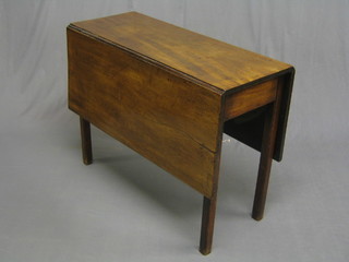 A 19th Century rectangular mahogany drop flap, gateleg dining table, raised on square supports 38"