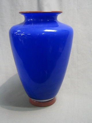 An Italian blue Art Glass vase by Barover & Toso  12"