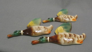 A flight of 3 pottery wall ducks 7", 6" and 5" 
