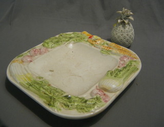 A 20th Century rectangular Italian pottery bowl 16", a Spanish jar and cover in the form of a pineapple 5" and a cased set of coasters