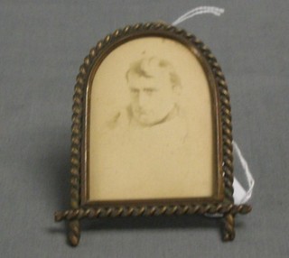 An early black and white photograph of The Emperor Napoleon by the Stereoscopic and Photographic Co. 110 & 108 Regent St and Cheapside 3" x 2 1/2", contained in a gilt arched metal frame