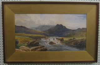 John Boydell, watercolour "Mountain Scene with River and Cattle" 11" x 20"