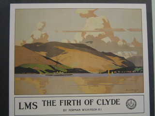 A reproduction coloured poster after Norman Wilkinson "LNS The Firth of Clyde" 16" x 19" 
