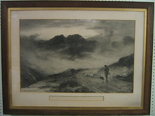 19th Century monochrome print "Evening Mist Isle of Skye" 16" x 25"