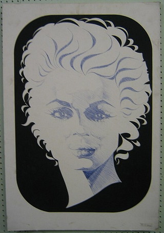 M T Shaw, watercolour, modern art portrait of a "Lady" 26" x 18"